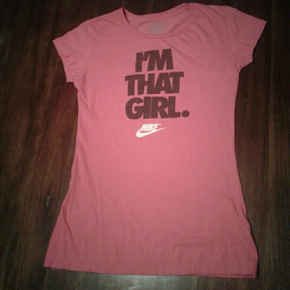 NIKE Women's T-shirt Dark Pink Size Small